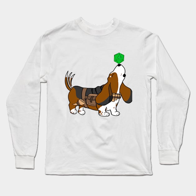 Basset Hound Bard | DND Dogs | Fantasy Art Long Sleeve T-Shirt by Roll 4 Cuteness 